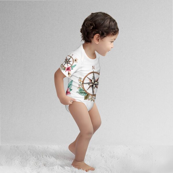 Floral Compass Baby Short Sleeve Onesies - Image 3