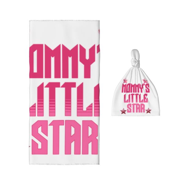 Mommy Little Star Baby Swaddle Blanket & Beanie Hat Set - Image 2