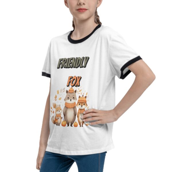 Christmas Friendly Fox T Shirts for Teens with Black Border - Image 5