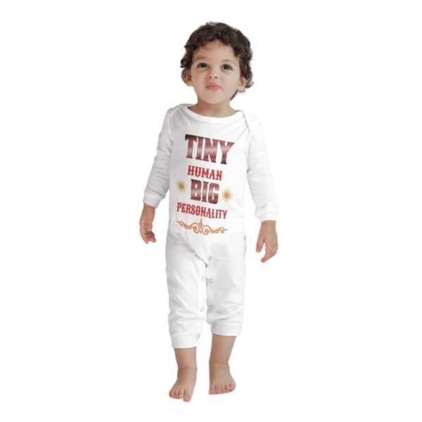 Tiny Human Big Personality Baby Long Sleeve Romper - Image 2