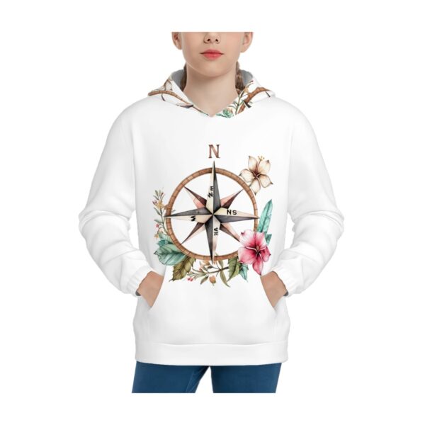 Floral Compass Hoodies for Teens No Hood Cord