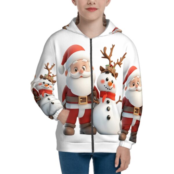 Cute Santa With Snowman Teen Zip Up Hoodie (Without Cord)