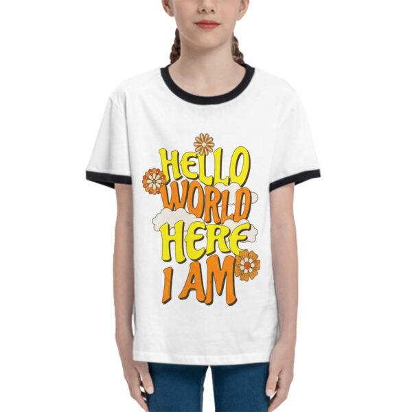 Hello World T Shirts for Teens with Black Border - Image 3