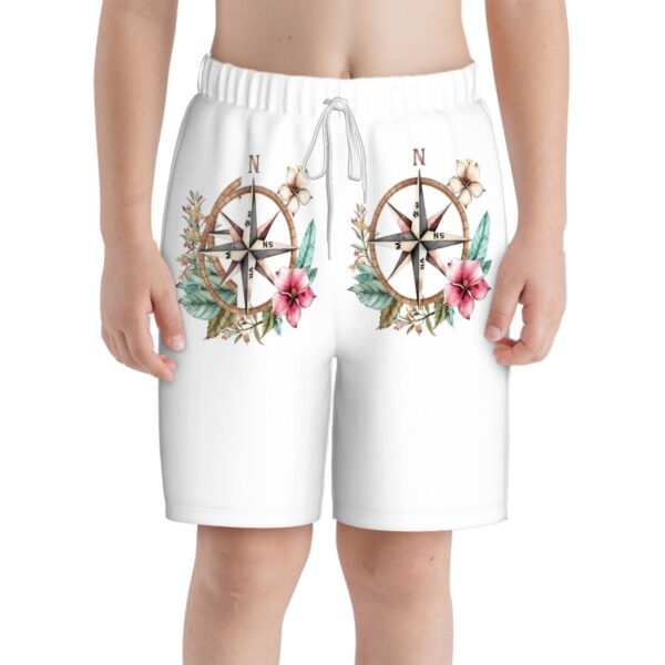 Floral Compass Kids Swim Trunks - Image 8