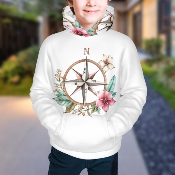 Floral Compass Youth Hoodies - Image 2