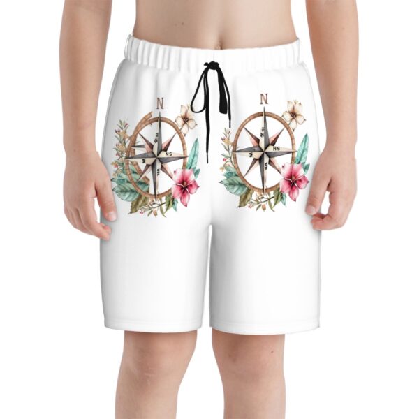 Floral Compass Kids Swim Trunks - Image 4