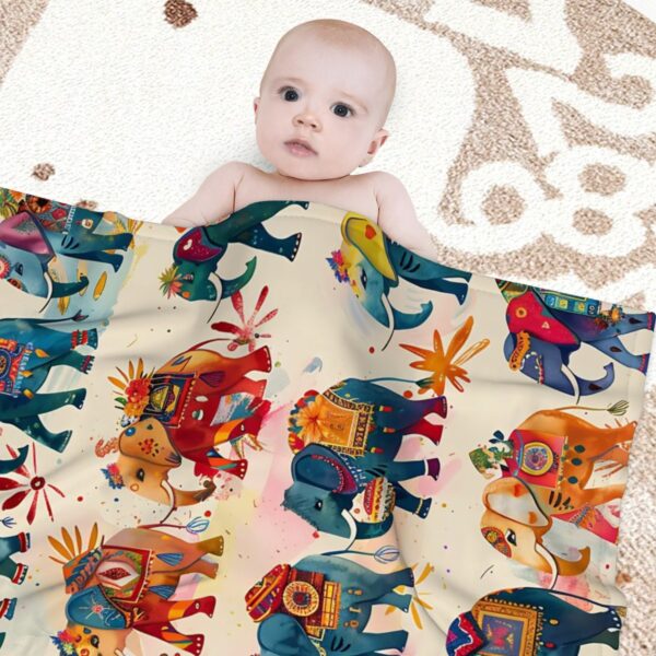 Boho Elephant Super Soft Plush Baby Blanket - Image 3