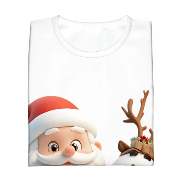 Cute Santa With Snowman T Shirts for Teens (Overall Design) - Image 5