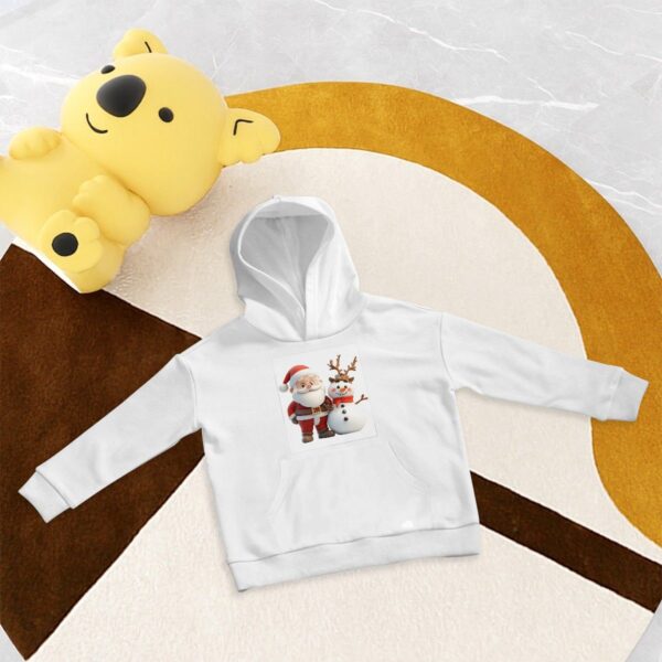 Cute Santa With Snowman Kids Hoodie Sweatshirt - Image 5