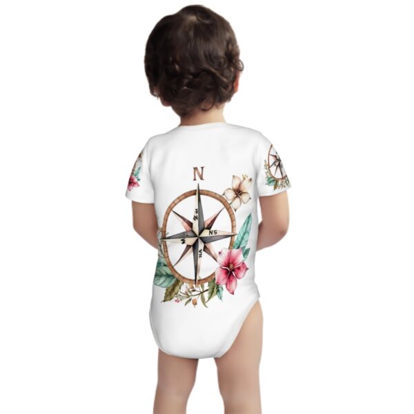 Floral Compass Baby Short Sleeve Onesies - Image 2