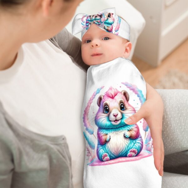 Colorful Bunny Baby Swaddle Sack with Baby Headbands - Image 3