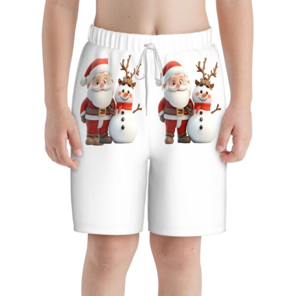 Cute Santa With Snowman Kids Swim Trunks - Image 8