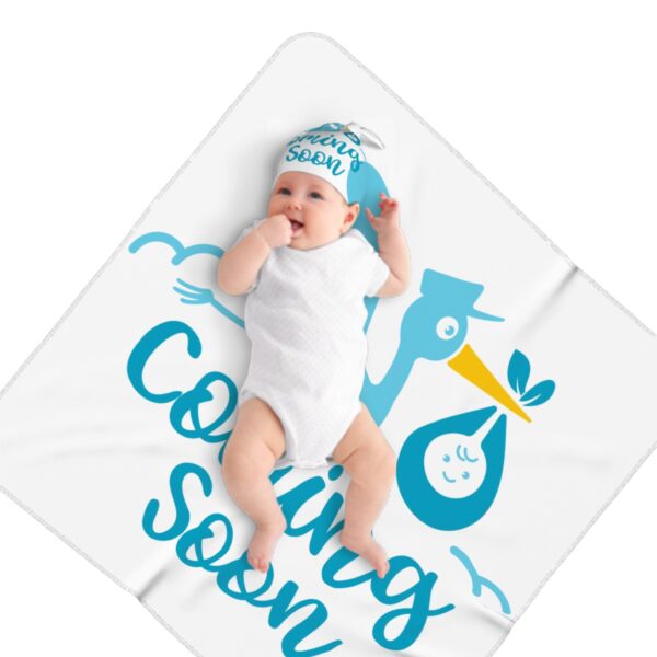 Baby Coming Soon Baby Swaddle Blanket & Beanie Hat Set - Image 4