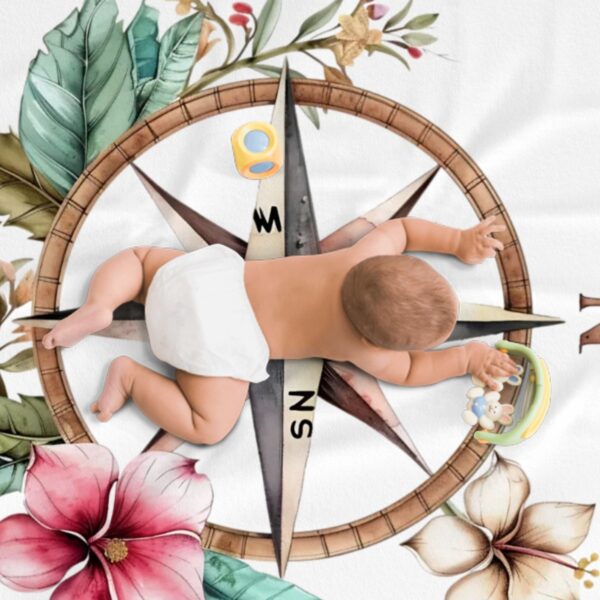 Floral Compass Large Baby Blanket - Image 4