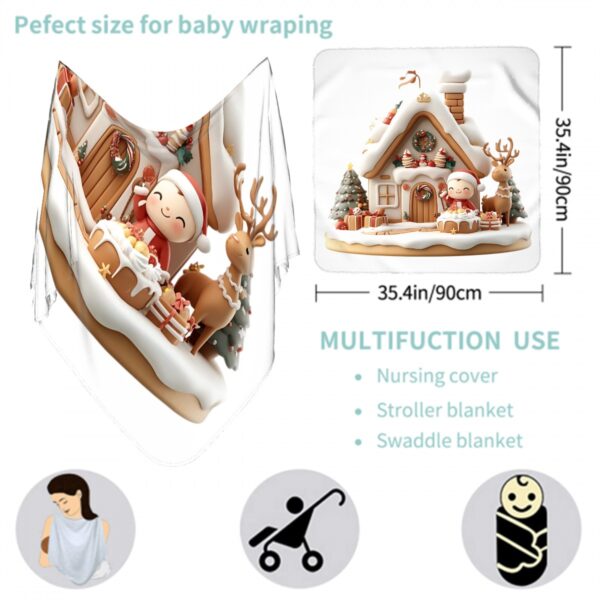 Christmas House Cute Santa Newborn Swaddle Blanket - Image 3