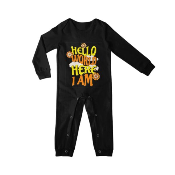 Hello World Baby Long Sleeve Romper - Image 6