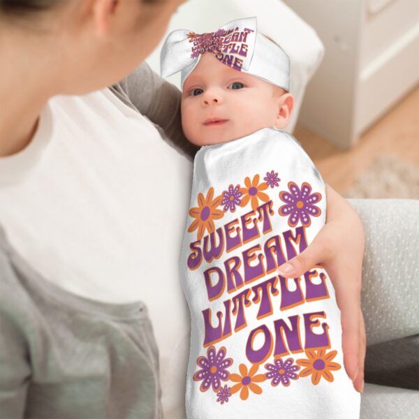 Sweet Dreams Little One Baby Swaddle Sack with Baby Headbands - Image 3