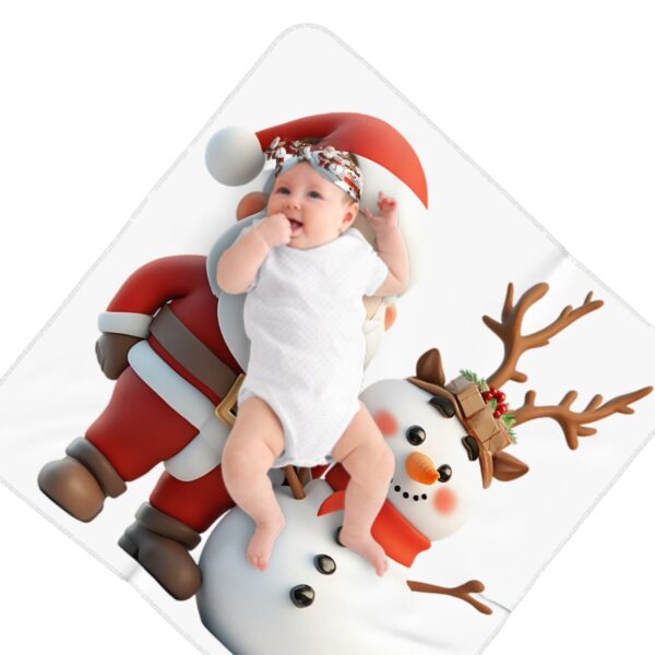 Cute Santa With Snowman Baby Headbands & Swaddle Blanket Set - Image 4