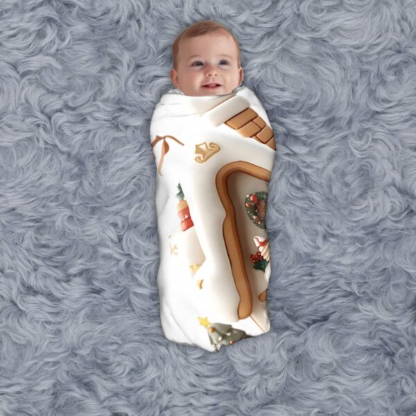 Christmas House Cute Santa Newborn Swaddle Blanket - Image 4