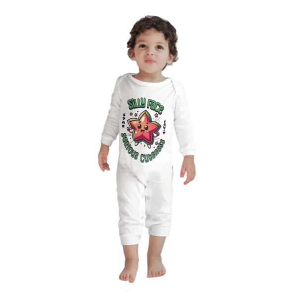 Silly Face Star Baby Long Sleeve Romper - Image 2