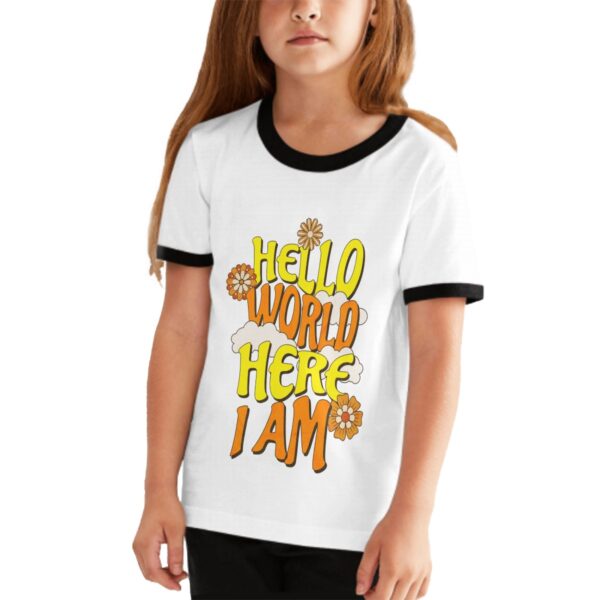 Hello World T Shirts for Teens with Black Border