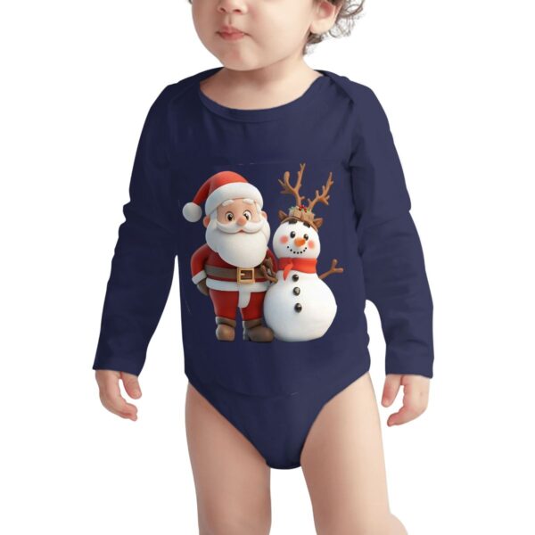 Cute Santa With Snowman Long Sleeve Onesies - Image 3