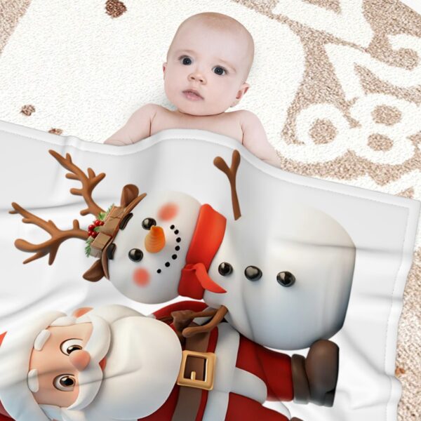 Cute Santa With Snowman Soft Plush Baby Blanket - Image 3