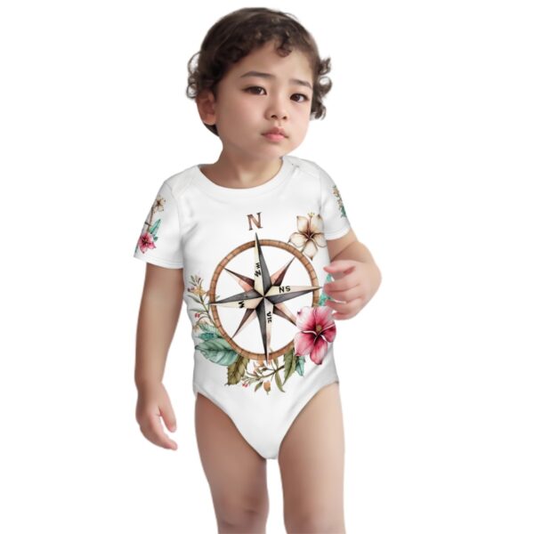 Floral Compass Baby Short Sleeve Onesies