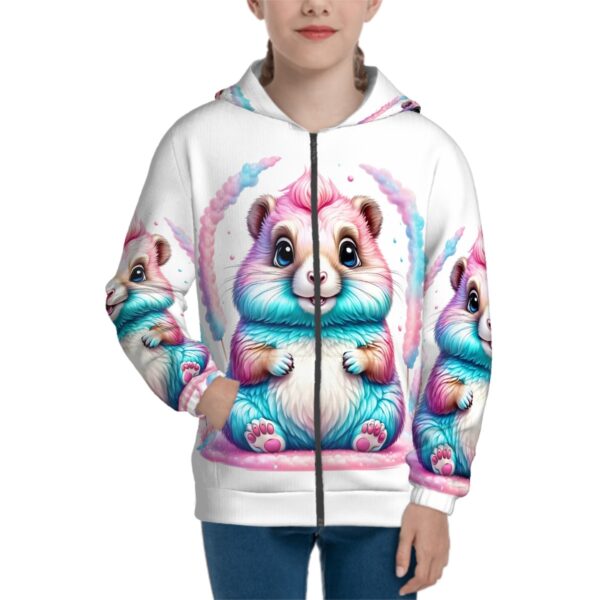 Colorful Bunny Teen Zip Up Hoodie (Without Cord)