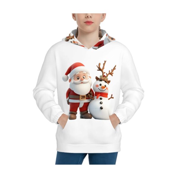 Cute Santa With Snowman Hoodies for Teens No Hood Cord