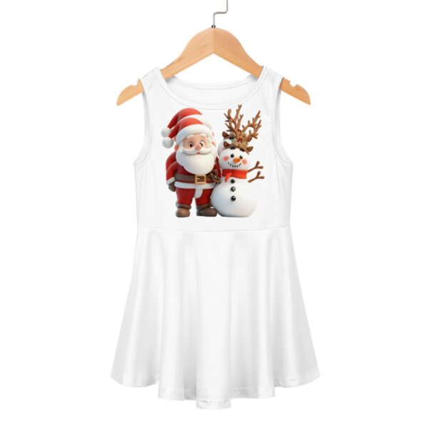 Cute Santa With Snowman Girls Dress - Image 2